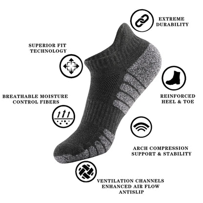 Cotton Thickened Low Cut Running Socks Breathable Mesh