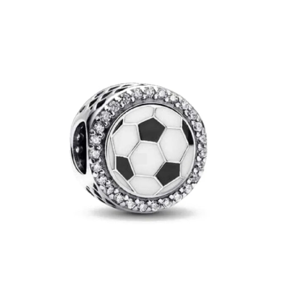 European 925 Sterling Silver Football and Basketball DIY Charm Bead for Bracelet and Necklace Jewelry for Women