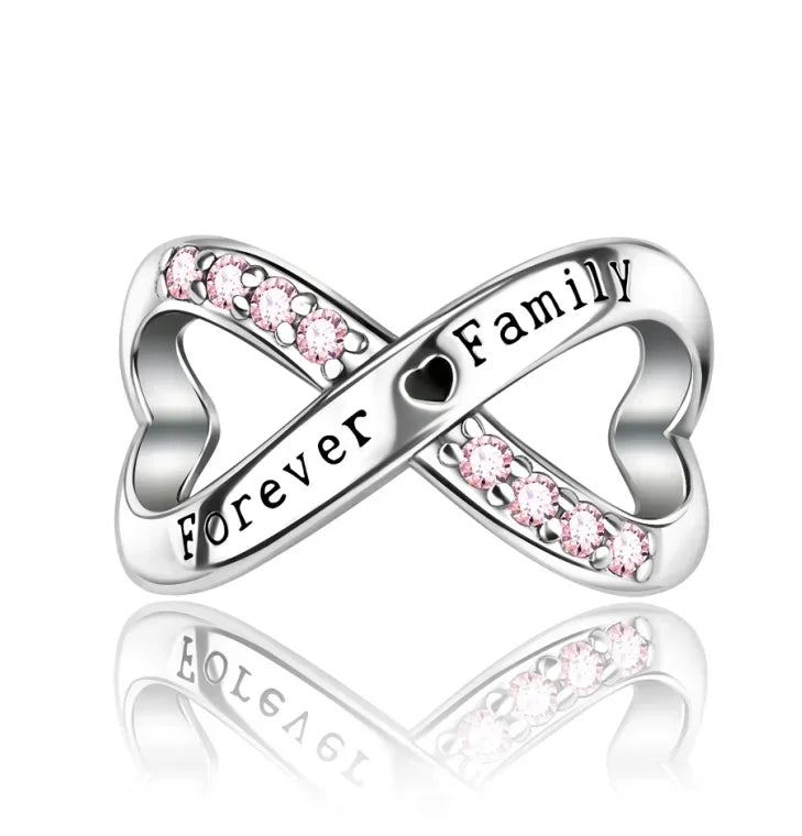 925 Sterling Silver Colorful Infinite Heart Flower Charms with Zircon for Pendant Bracelet Necklace DIY Fine Jewelry