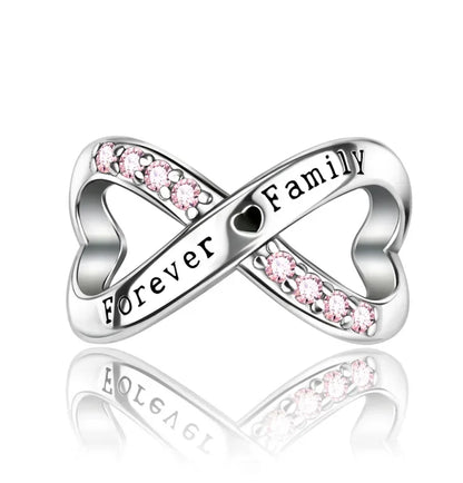 925 Sterling Silver Colorful Infinite Heart Flower Charms with Zircon for Pendant Bracelet Necklace DIY Fine Jewelry
