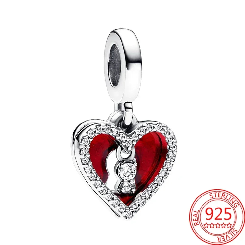 925 Sterling Silver Festive Cookie House Heart Nutcracker Dangle Charm for DIY Christmas Tree and Original Bracelet Gift