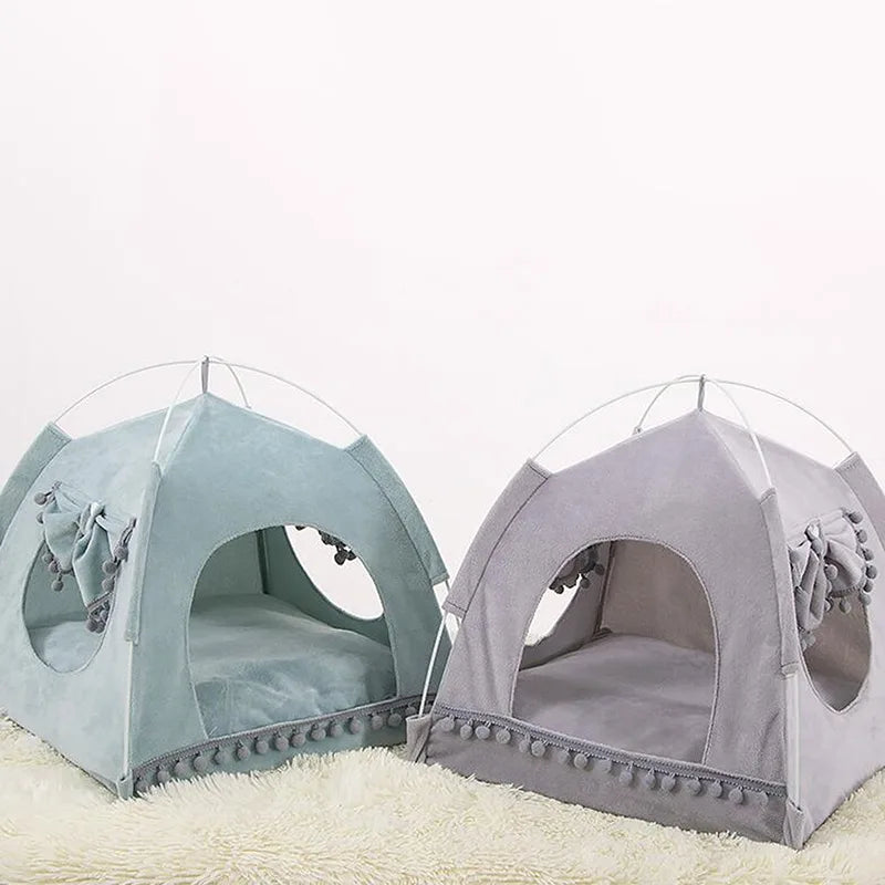 Sweet Princess Cat Bed Foldable Tent Cute Cat House Cushion