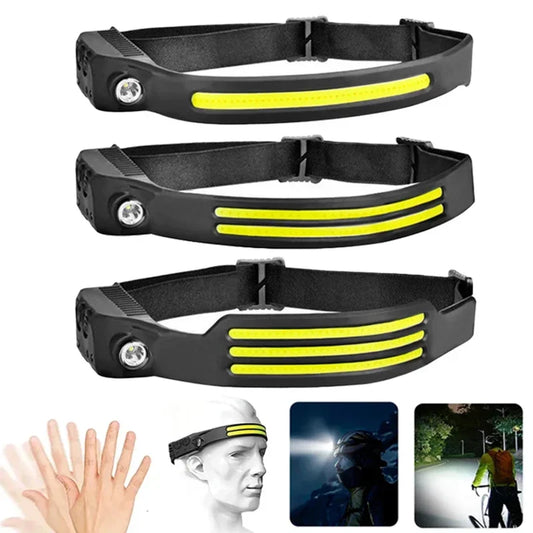 LED COB Induction Headlamp USB Rechargeable Waterproof 5 Modes
