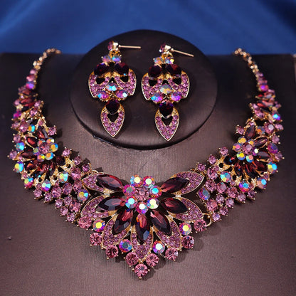 Fashionista Crystal Rhinestone Bridal Jewelry Set - Top-Rated Wedding Accessories for Women Colorful