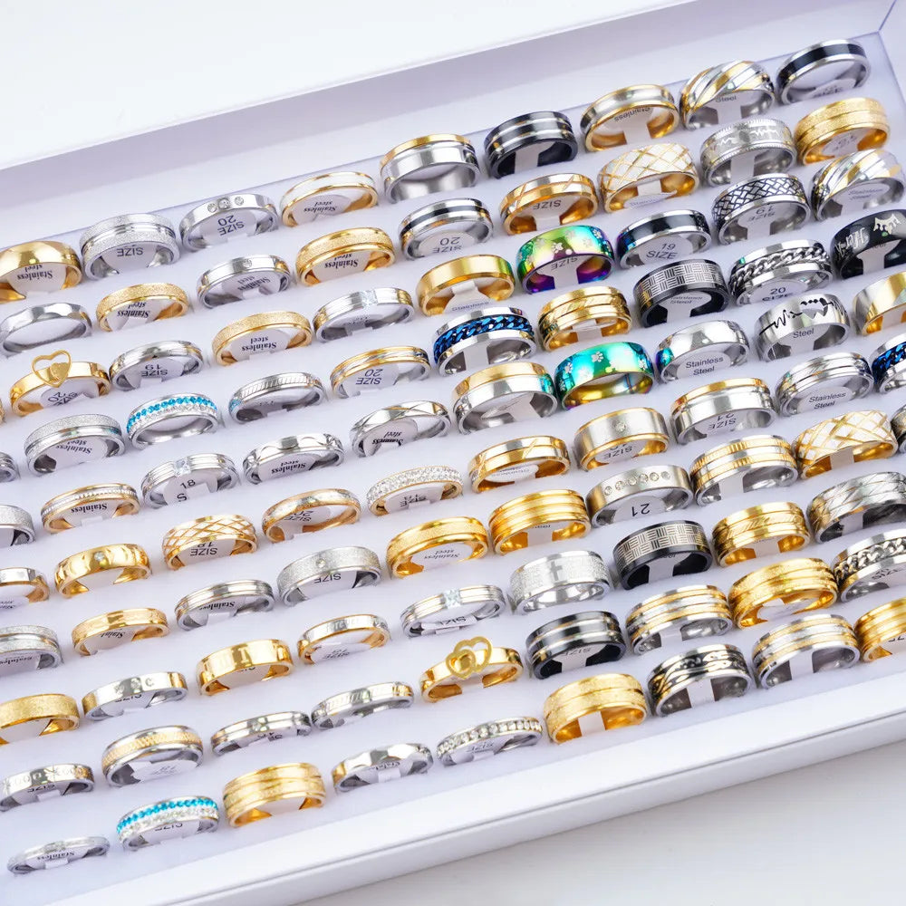 Fashion Unisex Stainless Steel Rings Set for Weddings and Parties