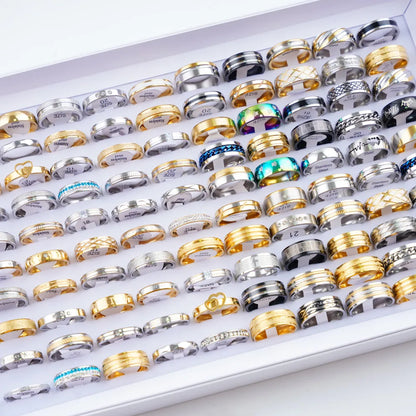 Fashion Unisex Stainless Steel Rings Set for Weddings and Parties