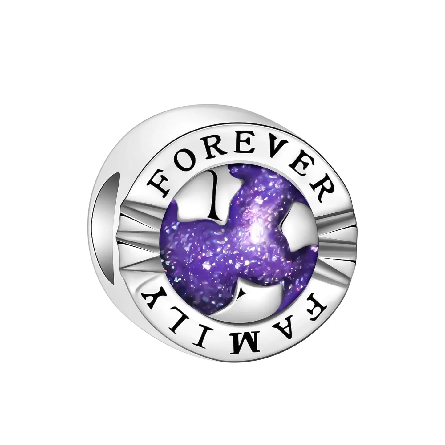 Sparkling Purple Jellyfish Sterling Silver 925 Charm Bead Birthday Pendant for DIY Bracelet Jewelry