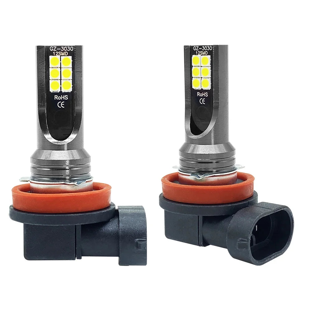 2Pcs Super Bright 6000K LED Fog Light Bulbs H8 H11 H16 9005 HB3 9006 HB4 Daytime Running Lamps 12V 24V