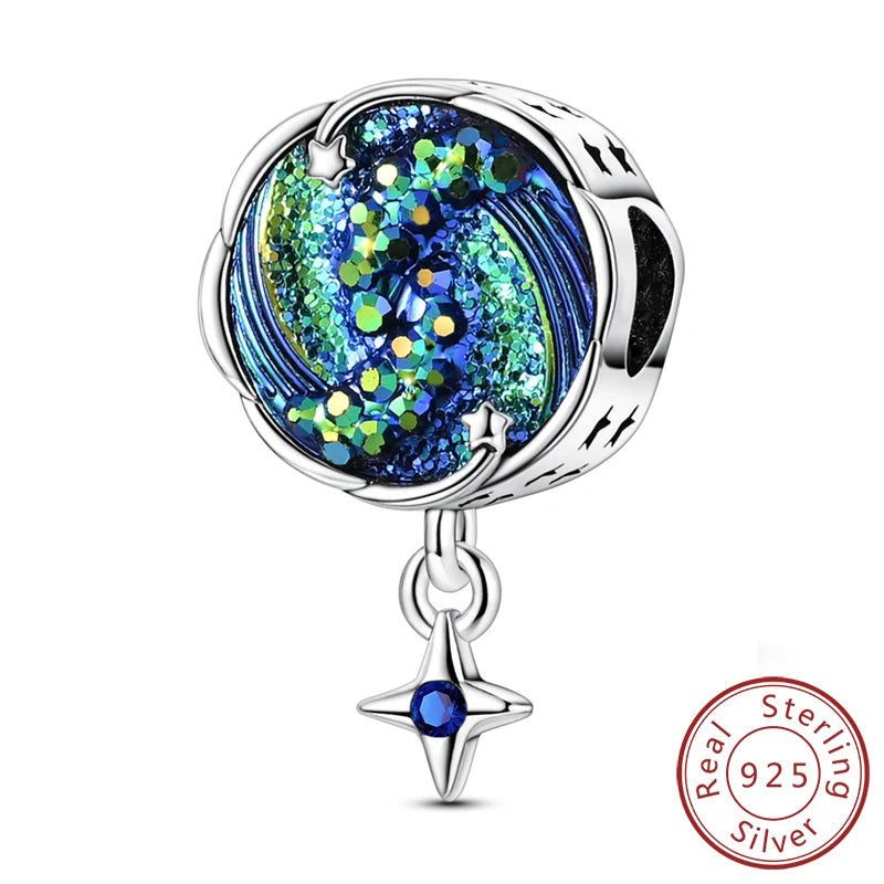 925 Sterling Silver Charms Pendant Set for Bracelets Angel Devil's Eye Fatima's Hand Cross Women's Jewelry Gift KTC1581