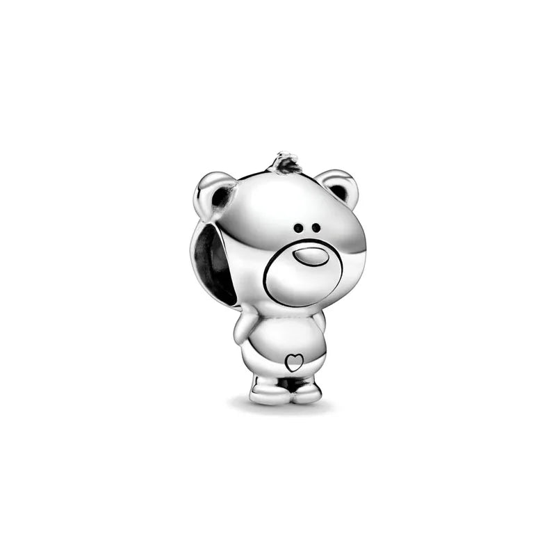 925 Sterling Silver Cute Character Bead Pendant for DIY European Bracelets B318