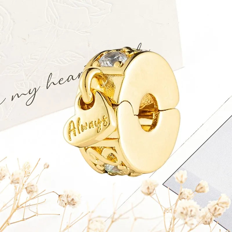 Sparkling Gold Safety Chain Infinity Snake Charm Beads