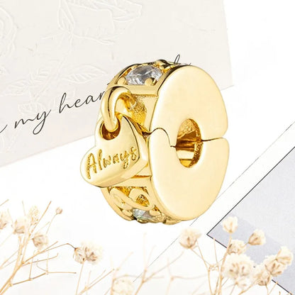 Sparkling Gold Safety Chain Infinity Snake Charm Beads