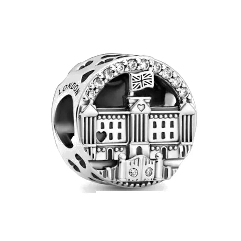 Hot Selling 925 Silver Heart Shaped Flag Pendant for European Bracelets Exquisite DIY Jewelry with Zircon