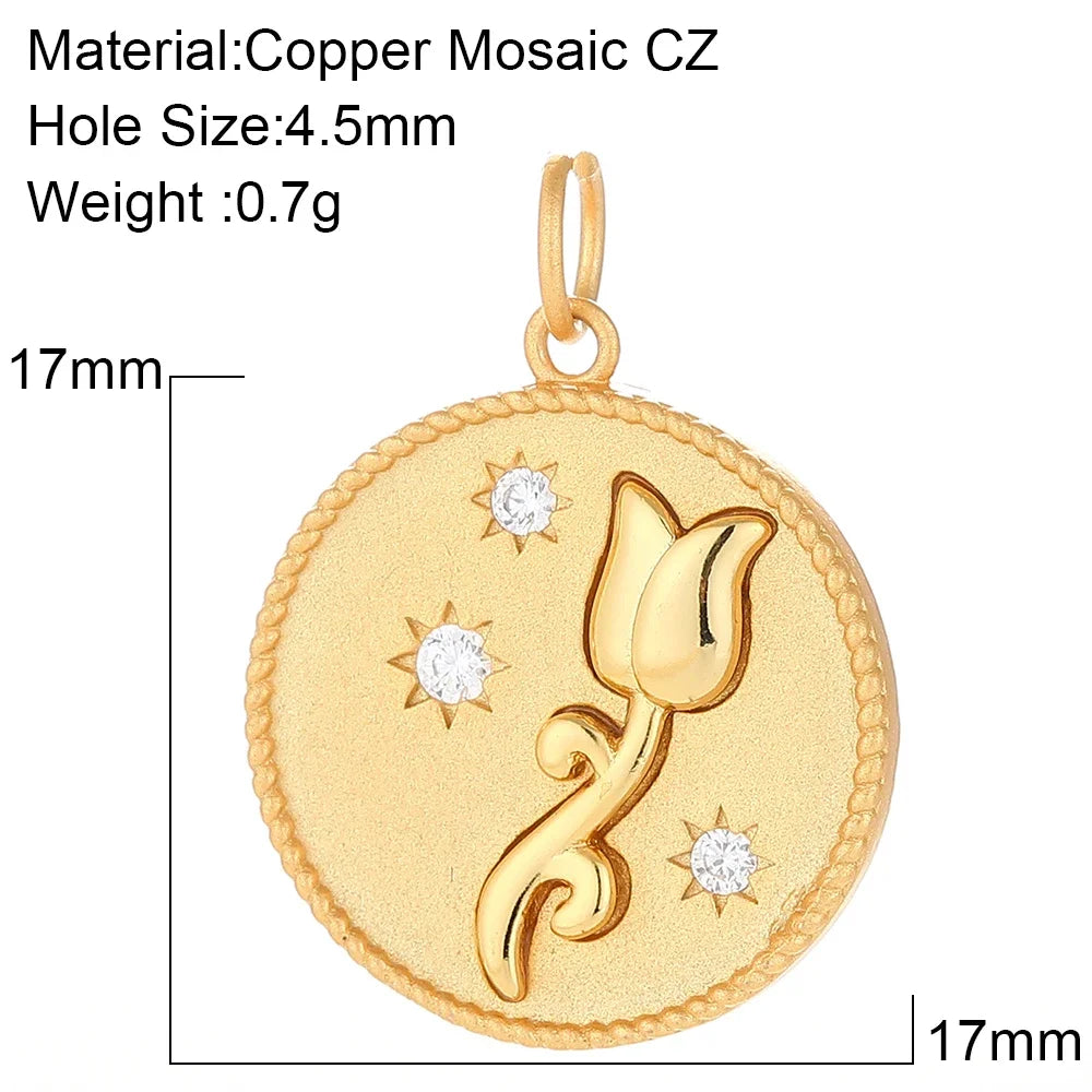 Charming Gold Moon Flower Bird Pendant for DIY Jewelry Making