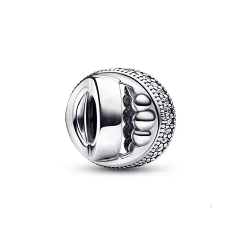 Exquisite 925 Silver Heart-Shaped Beads with Crystal Ball Pendant for DIY European Bracelets