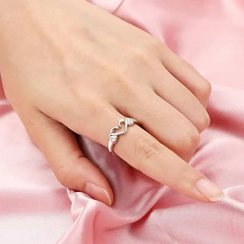 Huitan 925 Sterling Silver Heart Gesture Ring I Love You Forever Adjustable Jewelry RSF107 resizable