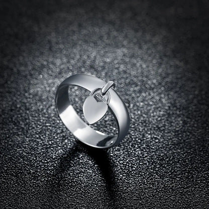 Sterling Silver Heart Lock Couple Rings for Love and Romance - Wedding and Holiday Gift