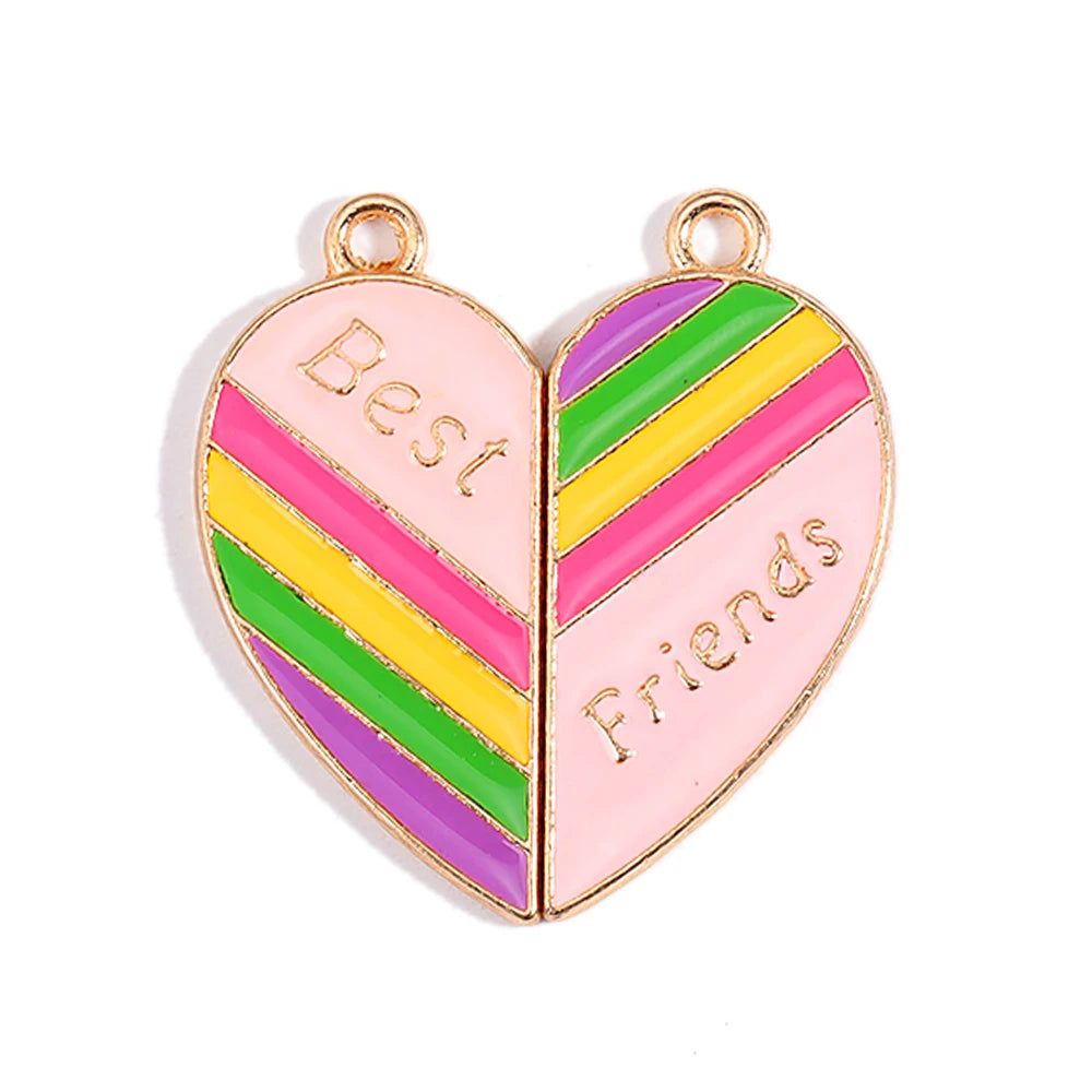 Sweet Heart Rainbow Butterfly Best Friend Charms for DIY Necklace Jewelry Making