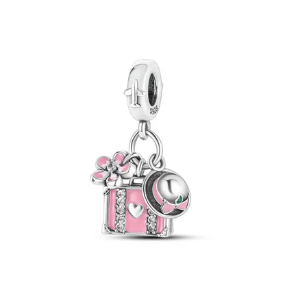 Spring Butterfly Heart Enamel Flower Charm Bead for Bracelets and Necklaces