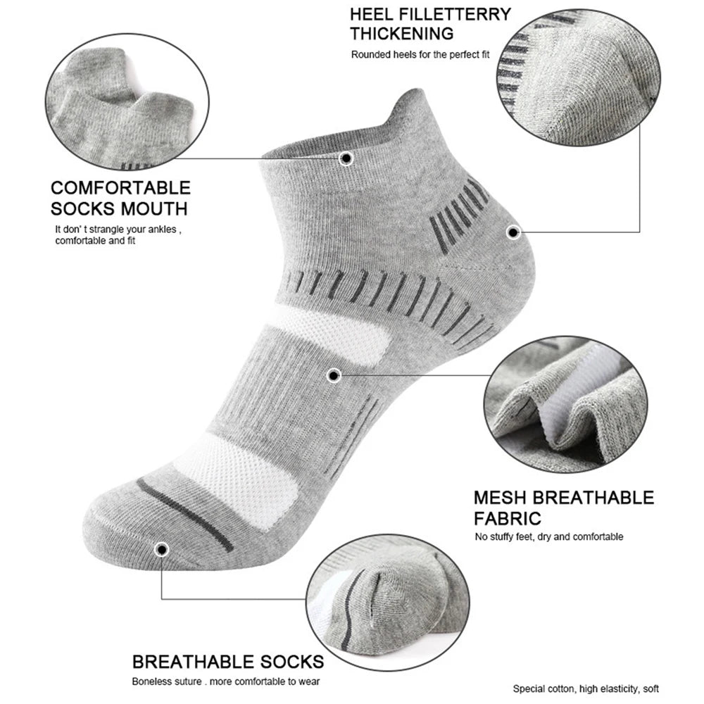 5 Pairs Mens All Season Cotton Crew Socks Moisture Wicking
