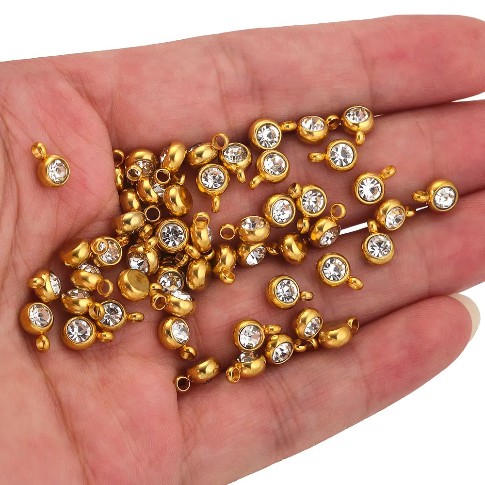 Colorful Crystal Stainless Steel Charms Set for DIY Jewelry Making