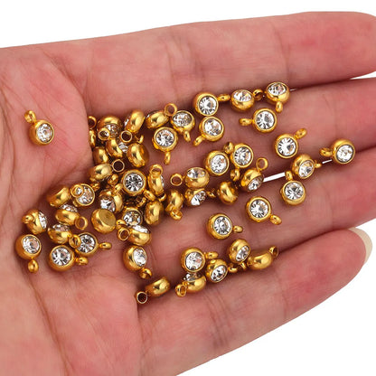 Colorful Crystal Stainless Steel Charms Set for DIY Jewelry Making