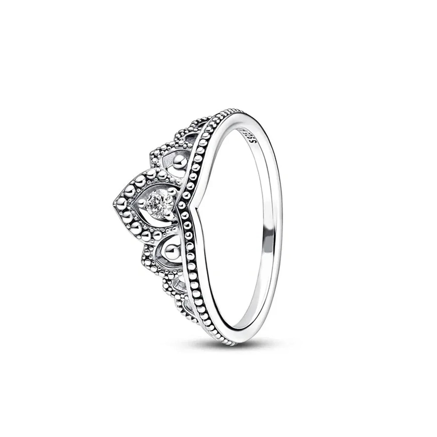 Original 925 Sterling Silver Heart Crown Bow Moon Shell Colorful Crystal Ring for Women Fine Jewelry Gift XR185