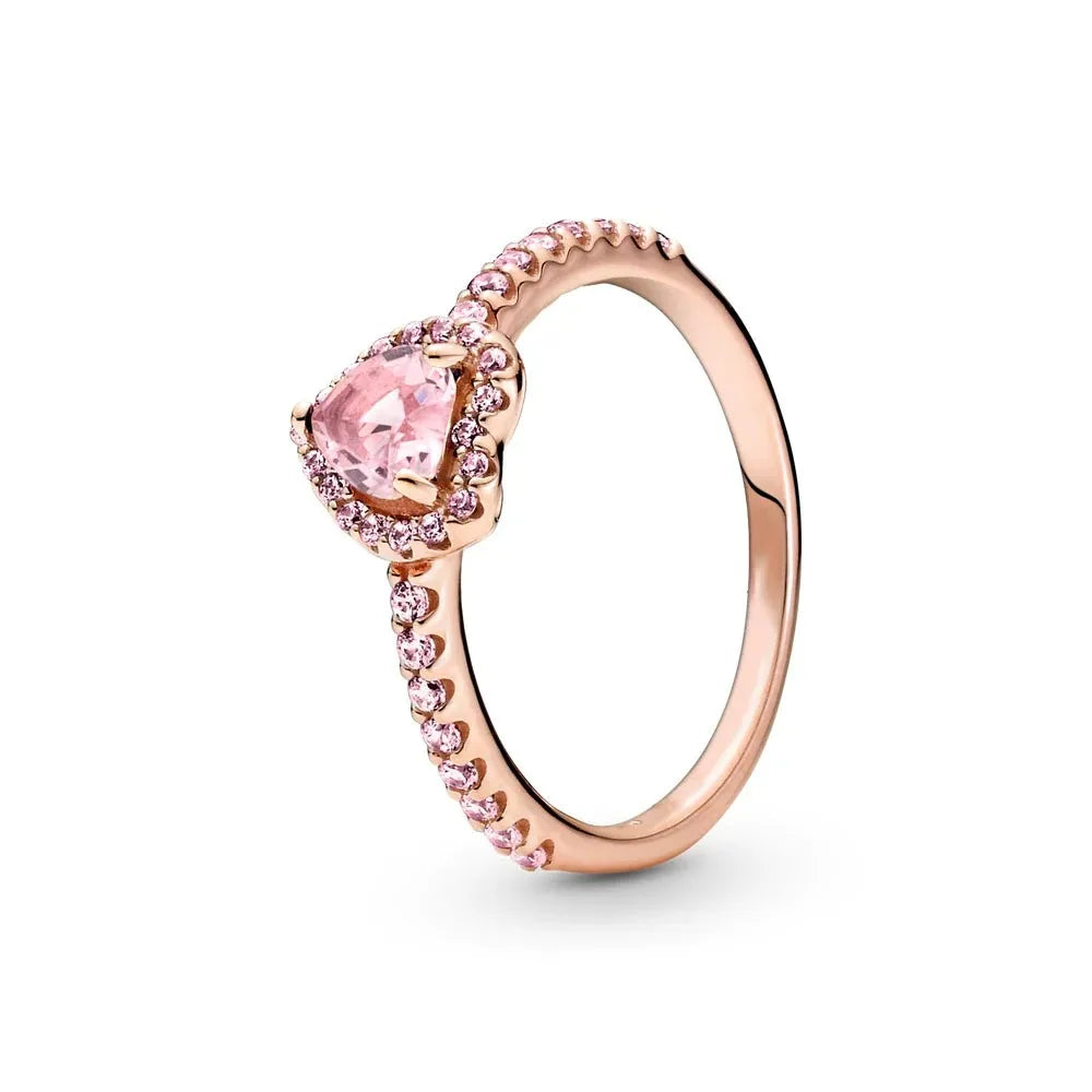 Heartfelt Elegance Red Pink Heart Zircon Ring for Women Sizes 6 to 9 PAR188