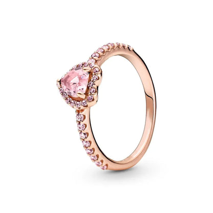 Heartfelt Elegance Red Pink Heart Zircon Ring for Women Sizes 6 to 9 PAR188