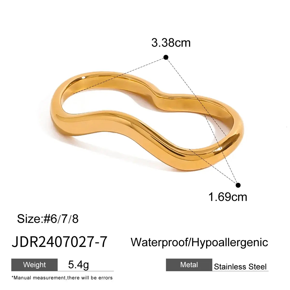 Youthway Minimalist Geometric Double Finger Ring Set 18K Gold Plated JDR2407027-S 7