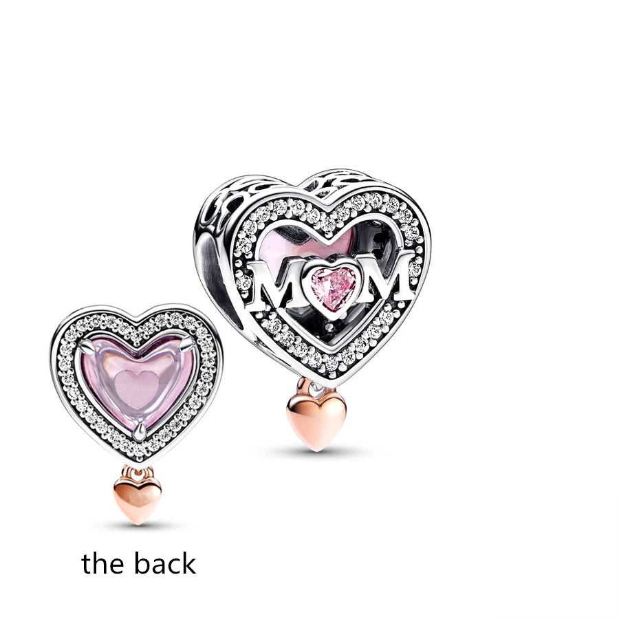 Sparkling Intertwined Love Hearts Charm Beads for 925 Sterling Silver Bracelet
