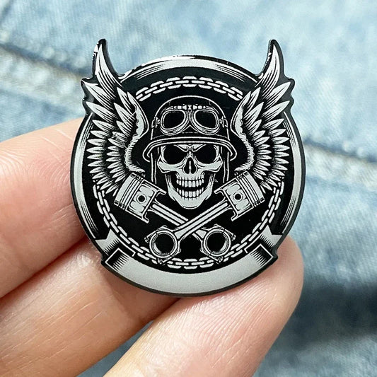 Gothic Skull Helmet Motorcycle Brooch Pin - Unique Unisex Metal Jewelry Gift