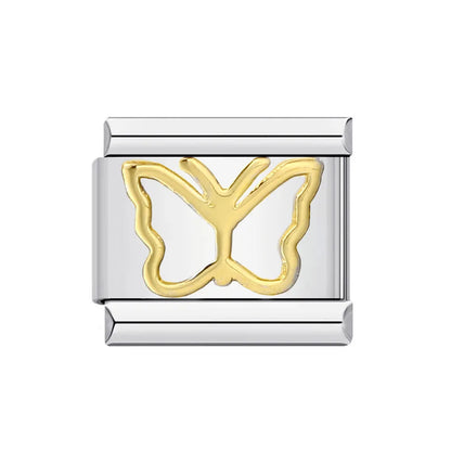 Laser Fashion Heart Butterfly Star Cross Bracelet Gold-Plated Stainless Steel DIY Jewelry Craft