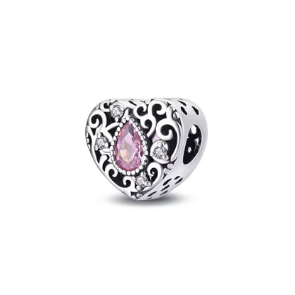 Sterling Silver European Charms with Zircon for DIY Bracelets and Jewelry Making B6053