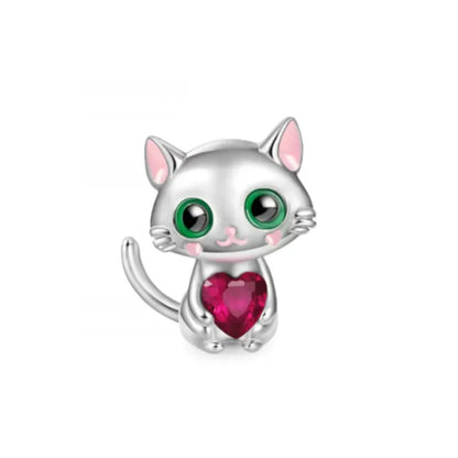 Exquisite 925 Silver Cat Claw Pendant Beads with Safety Chain for European Bracelets B3785