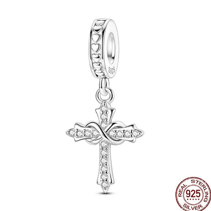 925 Sterling Silver Mom Heart Puzzle Charm Bead Luminous