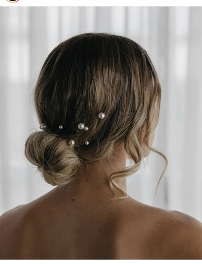 Elegant Bridal Rhinestone Hair Pins with Pearls for Wedding and Party