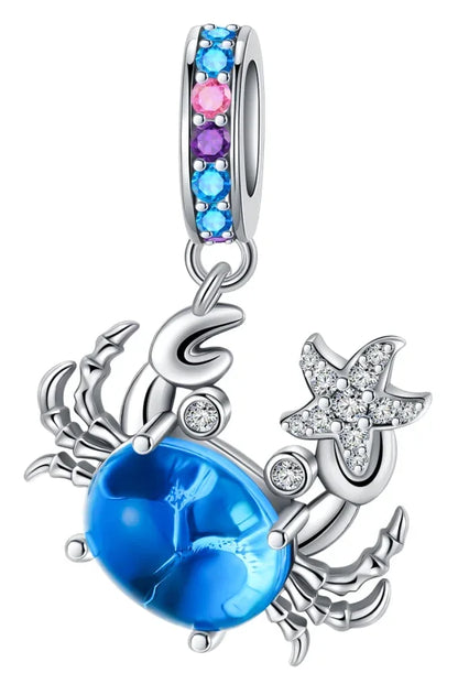 Original 925 Sterling Silver Blue Zircon Space Charms Aircraft Planet Astronaut Beads for DIY Necklace and Bracelet Jewelry Gift