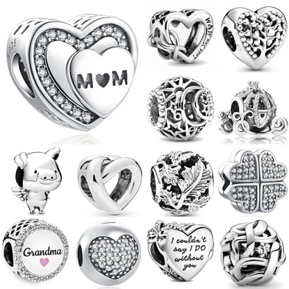 European 925 Sterling Silver Family Tree Charms with Zircon Beads for DIY Bracelets and Necklaces for Women