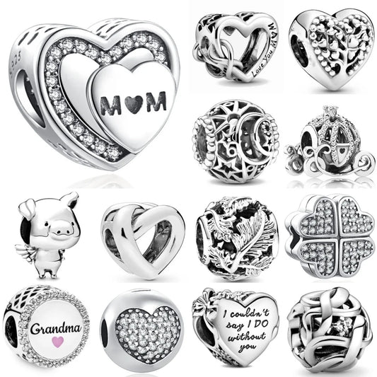 European 925 Sterling Silver Family Tree Charms with Zircon Beads for DIY Bracelets and Necklaces for Women