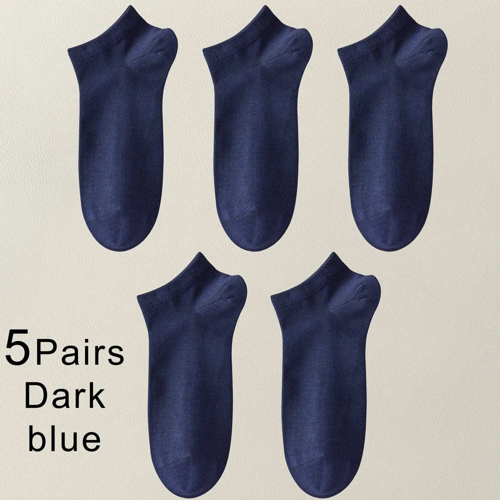 5 Pairs Bamboo Fiber Men No Show Breathable Ankle Socks