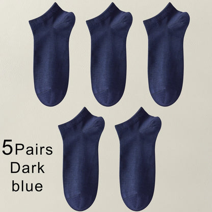 5 Pairs Bamboo Fiber Men No Show Breathable Ankle Socks