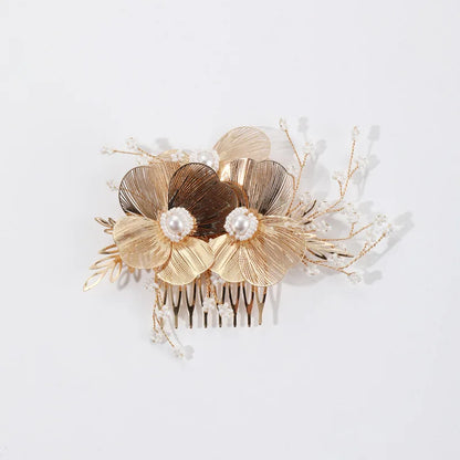 Elegant Alloy Flower Hair Combs for Bridal and Party Glamour