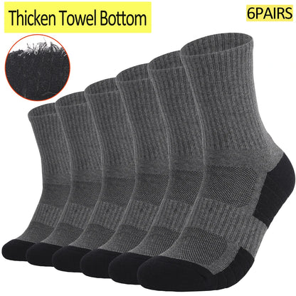 6 Pack Thermal Mid Crew Hiking Socks Cotton Cushion