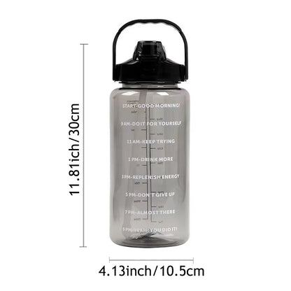 2L Leak Proof Travel Water Bottle With Time Marker Non Slip