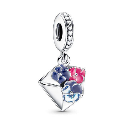 925 Sterling Silver Purple Heartsease Hydrangea Charms for DIY Jewelry Necklace and Bracelet Gifts