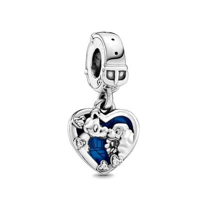 Exquisite 925 Silver Rabbit and Mouse Pendant Beads for DIY European Bracelets with Zircon Accents