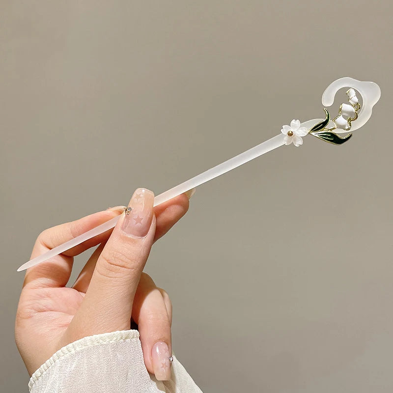Elegant Chinese Tassel Hair Stick Floral Design Hairpin for Women