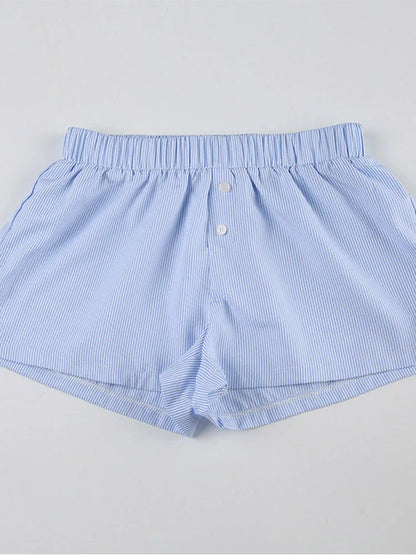 Striped Print Women Shorts Elastic Waist Streetwear Y2K