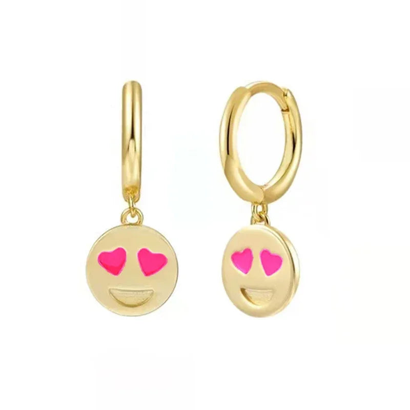 Rose Red Zircon Hoop Earrings for Women Minimalist Dangle Party Jewelry Trend 2025